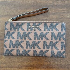 Michael Kors Brown and Black Logo Wristlet